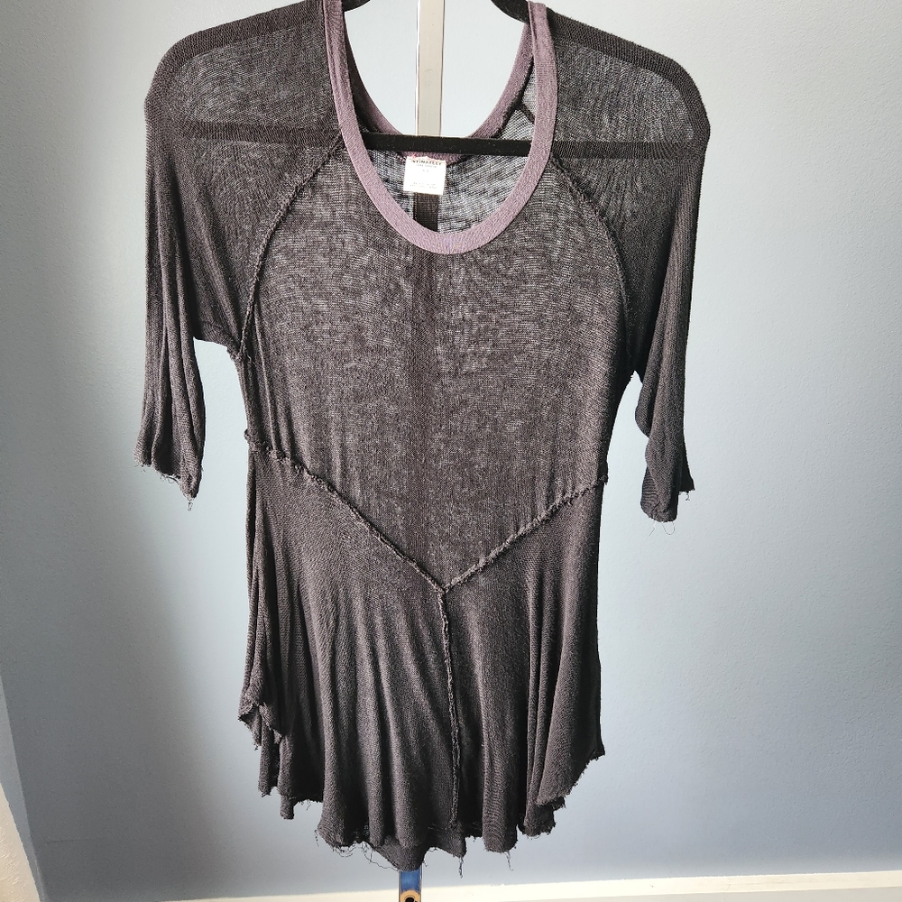 Intimately Free People Lightweight 3/4 Sleeve Tunic Sweater Women's Small Black.